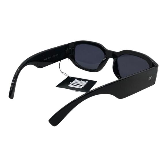 SZADE NIB East Side Black Ink Sustainable On Trend Rectangular Frame Sunglasses - Picture 10 of 16